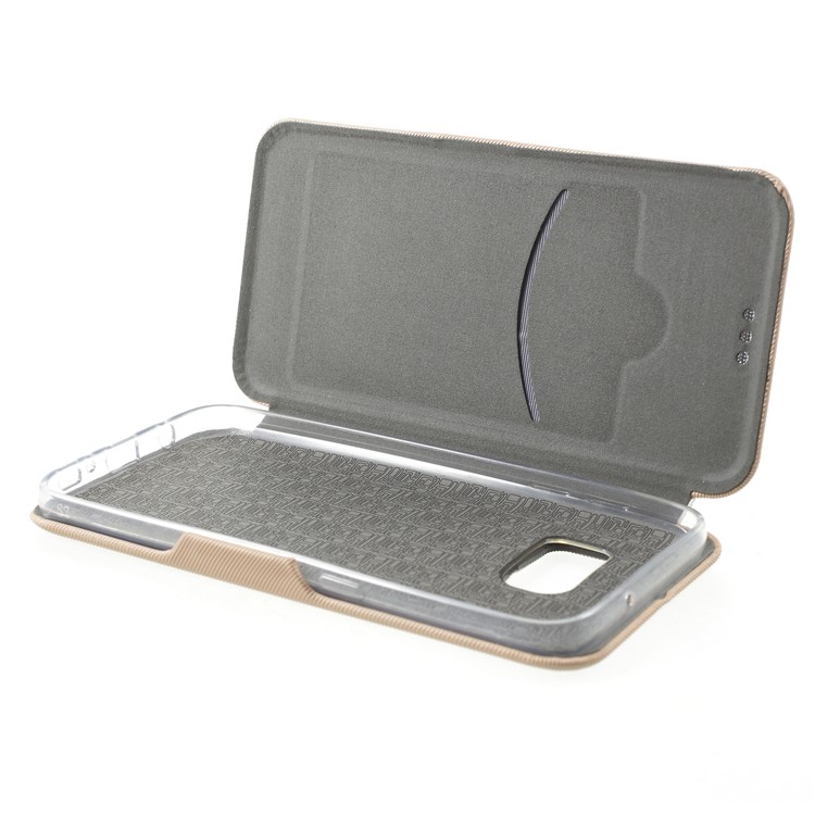 Twill Grain Leather Card Holder Stand Phone Accessory Cover for Samsung Galaxy S7 SM-G930 - Gold-6
