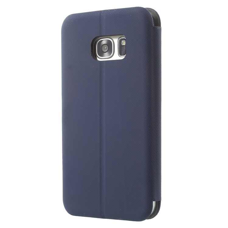 Twill Grain Leather Card Holder Stand Phone Protection Case for Samsung Galaxy S7 SM-G930 - Dark Blue-2