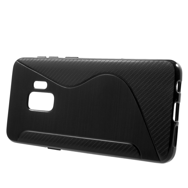 S Shape Carbon Fiber Brushed TPU Cell Phone Case for Samsung Galaxy S9 - Black-2