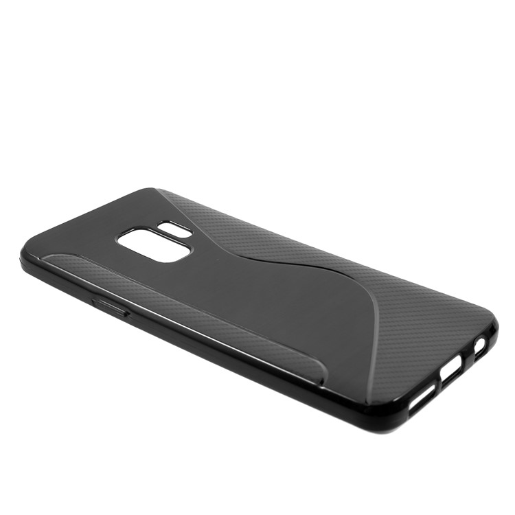 S Shape Carbon Fiber Brushed TPU Cell Phone Case for Samsung Galaxy S9 - Black-3