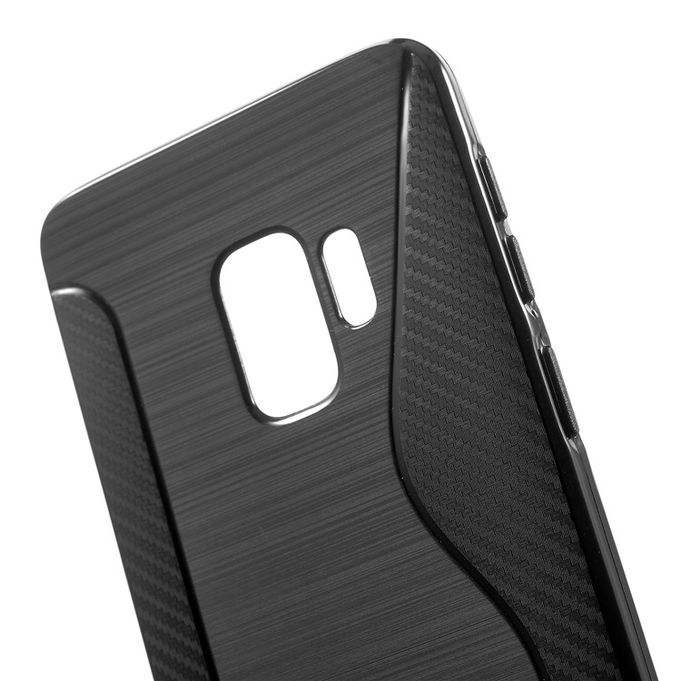 S Shape Carbon Fiber Brushed TPU Cell Phone Case for Samsung Galaxy S9 - Black-5