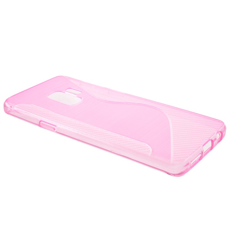 S Shape Carbon Fiber Brushed TPU Cell Phone Cover for Samsung Galaxy S9 - Rose-2