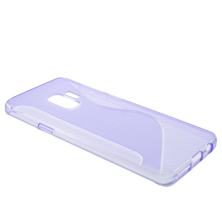 S Shape Carbon Fiber Brushed TPU Protection Back Case for Samsung Galaxy S9 - Purple-2