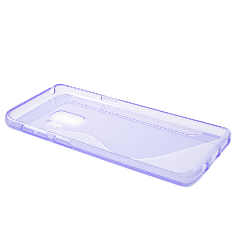 S Shape Carbon Fiber Brushed TPU Protection Back Case for Samsung Galaxy S9 - Purple-3