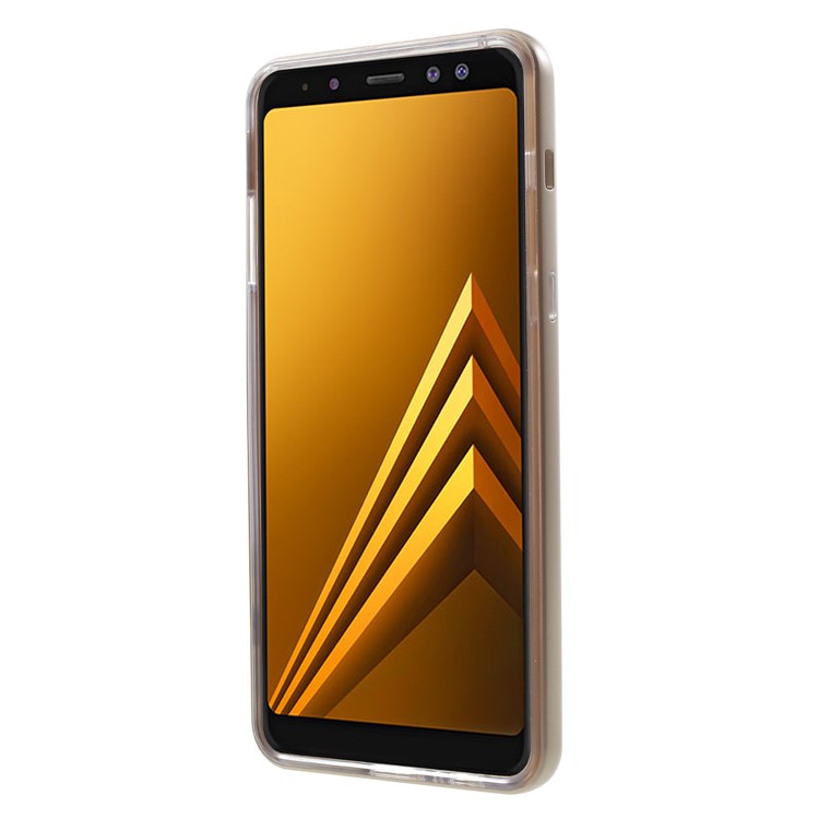 For Samsung Galaxy A8 Plus (2018) Clear Back PC + TPU Kickstand Mobile Phone Case - Gold-3