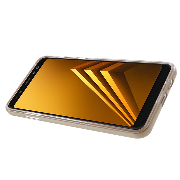 For Samsung Galaxy A8 Plus (2018) Clear Back PC + TPU Kickstand Mobile Phone Case - Gold-4