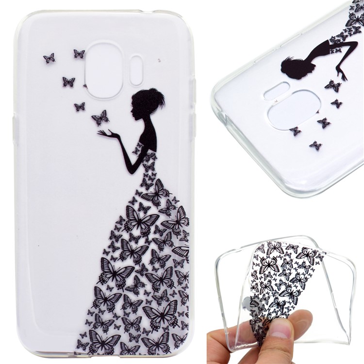 Pattern Printing TPU Back Casing for Samsung Galaxy J2 Pro 2018 - Butterfly Girl-1