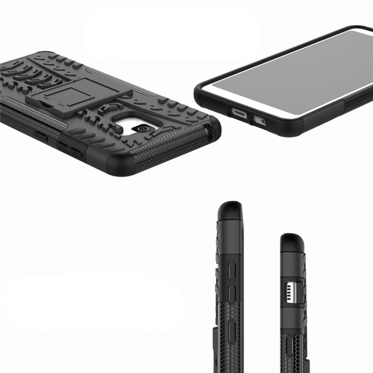 Anti-slip PC + TPU Hybrid Case with Kickstand for Samsung Galaxy A8+ (2018) - Black-10
