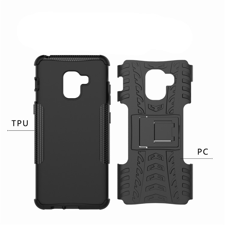 Anti-slip PC + TPU Hybrid Case with Kickstand for Samsung Galaxy A8+ (2018) - Black-11
