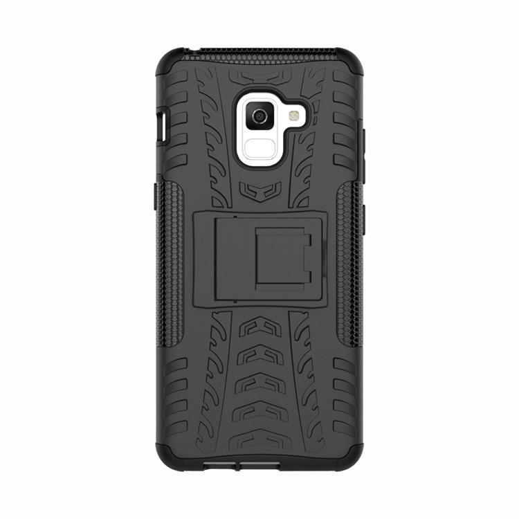 Anti-slip PC + TPU Hybrid Case with Kickstand for Samsung Galaxy A8+ (2018) - Black-2