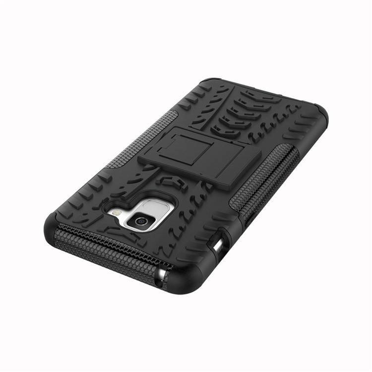 Anti-slip PC + TPU Hybrid Case with Kickstand for Samsung Galaxy A8+ (2018) - Black-4