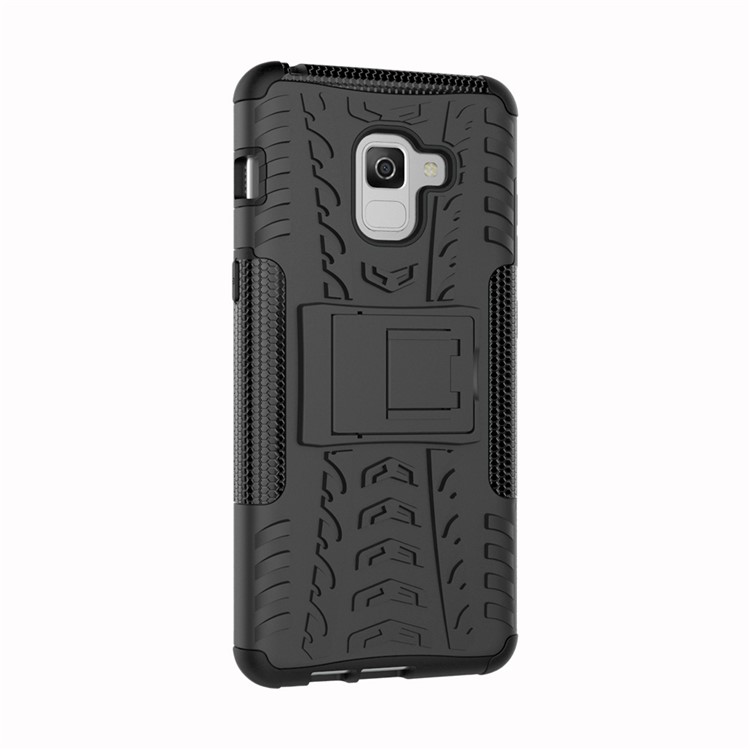 Anti-slip PC + TPU Hybrid Case with Kickstand for Samsung Galaxy A8+ (2018) - Black-6