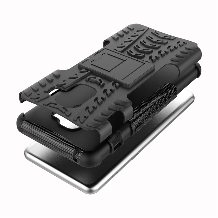Anti-slip PC + TPU Hybrid Case with Kickstand for Samsung Galaxy A8+ (2018) - Black-7