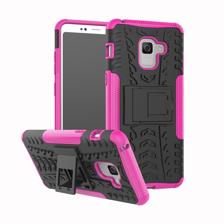 Anti-slip PC + TPU Hybrid Casing with Kickstand for Samsung Galaxy A8+ (2018) - Rose-1