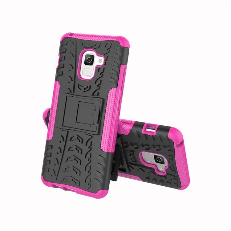 Anti-slip PC + TPU Hybrid Casing with Kickstand for Samsung Galaxy A8+ (2018) - Rose-2
