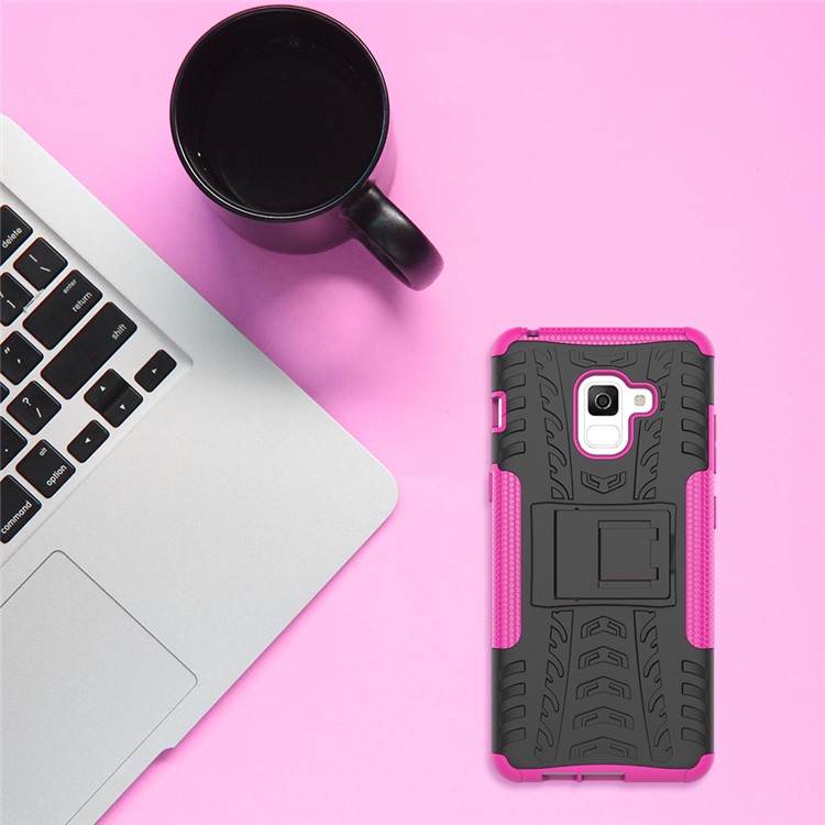 Anti-slip PC + TPU Hybrid Casing with Kickstand for Samsung Galaxy A8+ (2018) - Rose-3