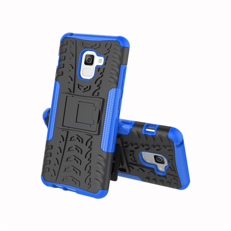 Anti-slip PC + TPU Hybrid Cell Phone Case with Kickstand for Samsung Galaxy A8+ (2018) - Blue-2