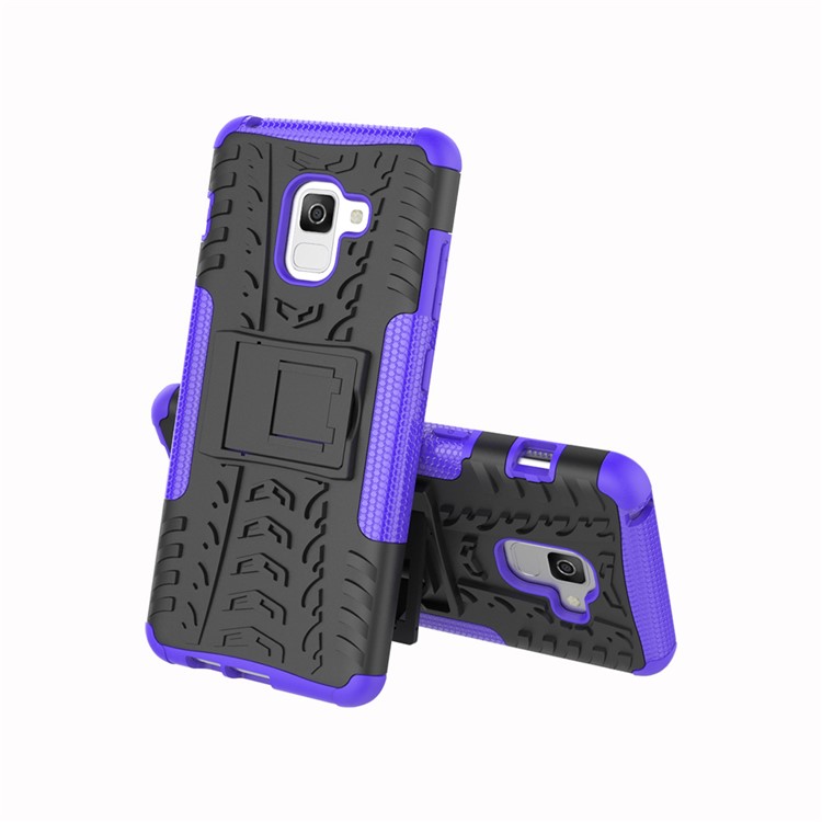 Anti-slip PC + TPU Hybrid Mobile Phone Cover with Kickstand for Samsung Galaxy A8+ (2018) - Purple-3