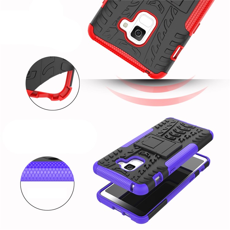 Anti-slip PC + TPU Hybrid Mobile Phone Cover with Kickstand for Samsung Galaxy A8+ (2018) - Purple-4