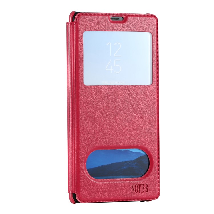 Dual View Window PU Leather Stand Mobile Cover for Samsung Galaxy Note 8 SM-N950 - Rose-1