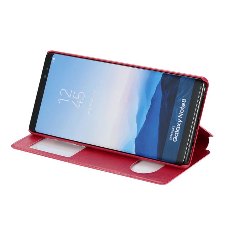 Dual View Window PU Leather Stand Mobile Cover for Samsung Galaxy Note 8 SM-N950 - Rose-4