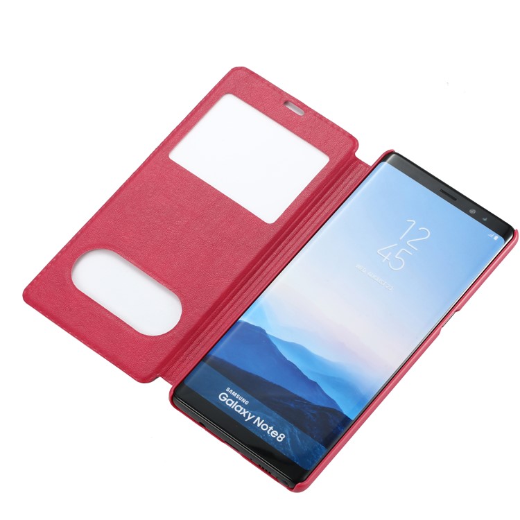 Dual View Window PU Leather Stand Mobile Cover for Samsung Galaxy Note 8 SM-N950 - Rose-6