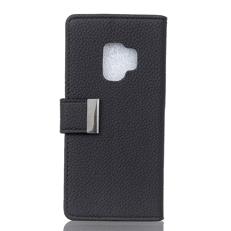 Litchi Texture PU Leather Wallet Stand Mobile Case for Samsung Galaxy S9 - Black-1