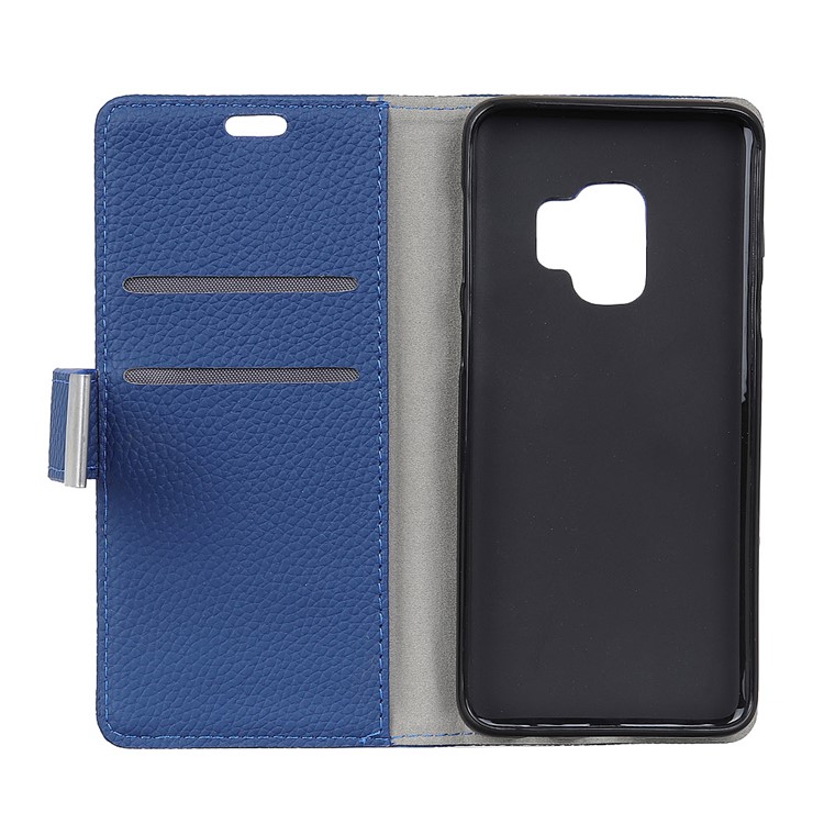 For Samsung Galaxy S9 Plus Litchi Skin PU Leather Card Holder Mobile Casing - Blue-2