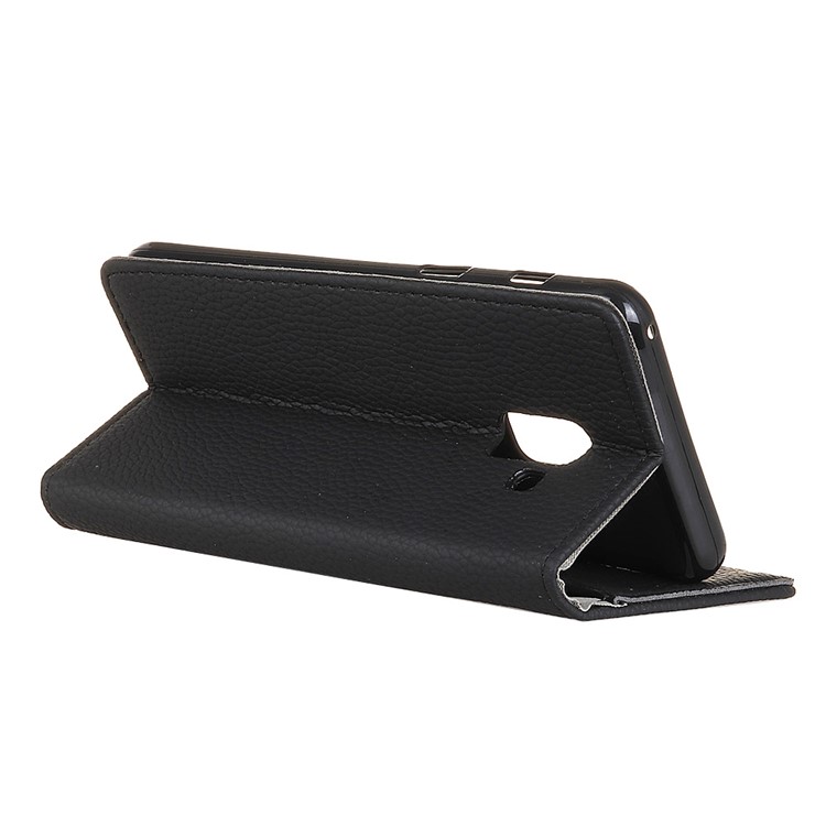 Litchi Texture PU Leather Wallet Stand Mobile Case for Samsung Galaxy A8+ (2018) - Black-3