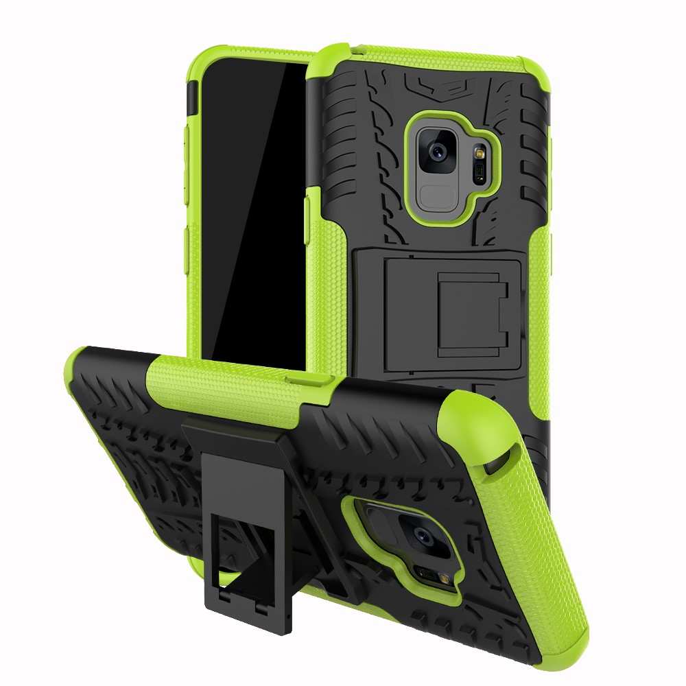 Anti-slip PC + TPU Hybrid Protective Shell with Kickstand for Samsung Galaxy S9 G960 - Green-1