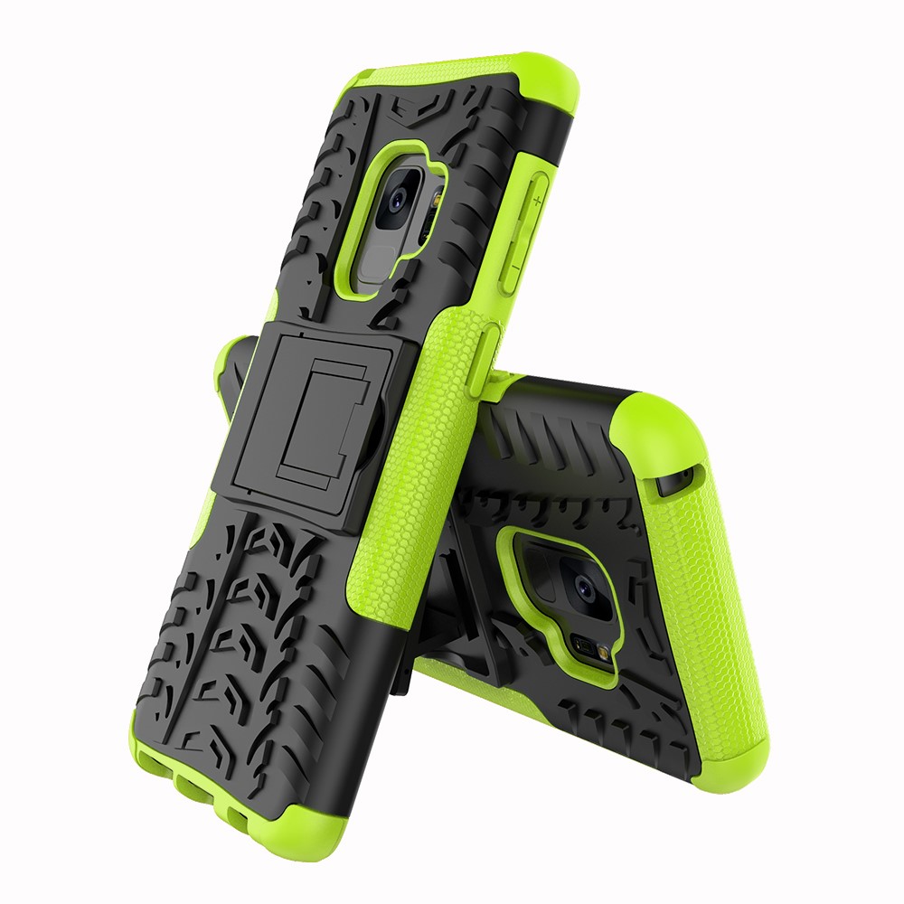 Anti-slip PC + TPU Hybrid Protective Shell with Kickstand for Samsung Galaxy S9 G960 - Green-2