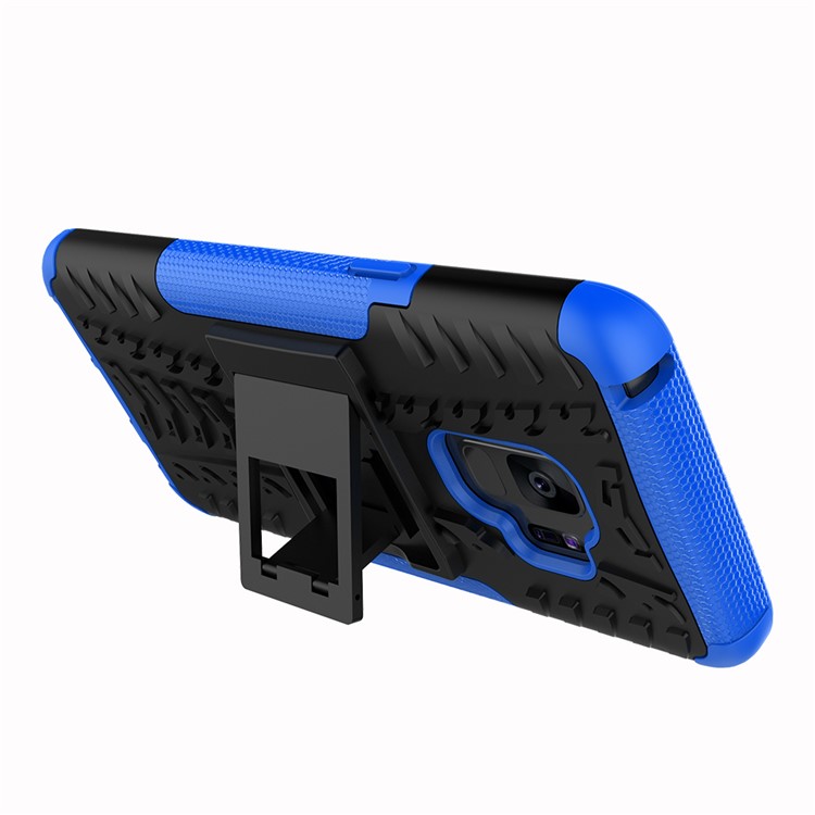 Anti-slip PC + TPU Hybrid Shell Cover with Kickstand for Samsung Galaxy S9 G960 - Blue-5
