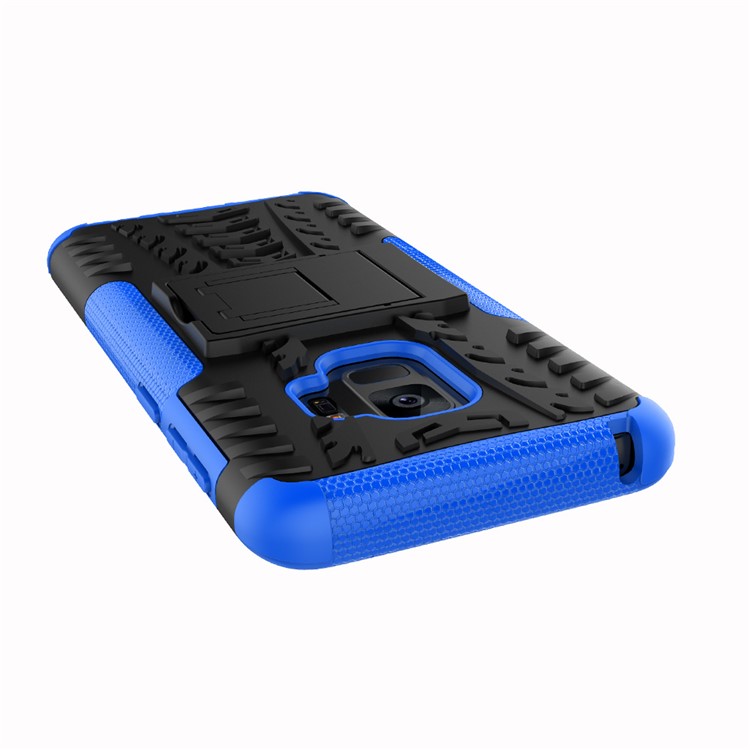 Anti-slip PC + TPU Hybrid Shell Cover with Kickstand for Samsung Galaxy S9 G960 - Blue-8