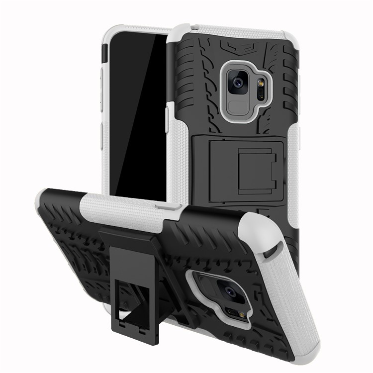 Cool Tyre Pattern PC + TPU Hybrid Cover with Kickstand for Samsung Galaxy S9 Plus G965 - White-1