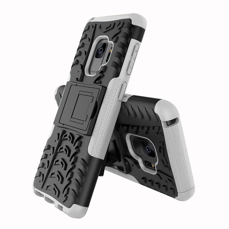 Cool Tyre Pattern PC + TPU Hybrid Cover with Kickstand for Samsung Galaxy S9 Plus G965 - White-2