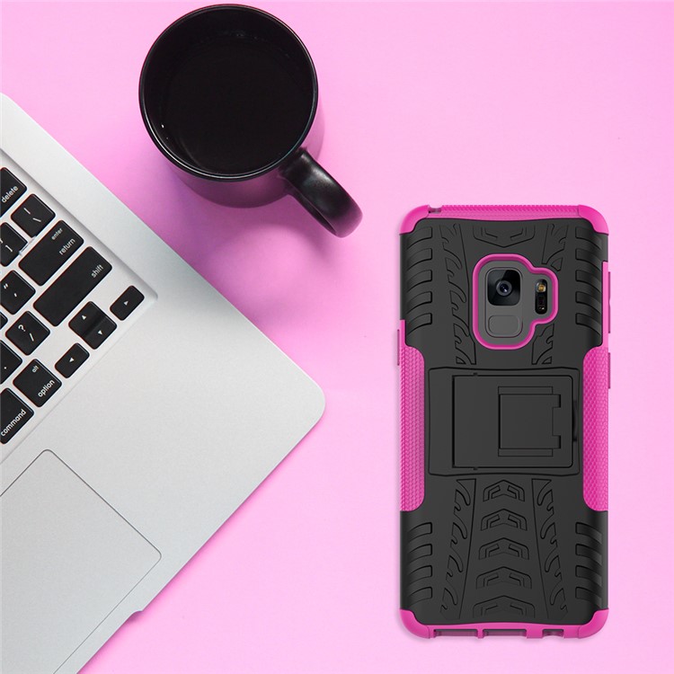 Анти-скользкий Кик-стрижка PC + TPU Hybrid Phone Case Для Samsung Galaxy S9 Plus G965 - Роза-3