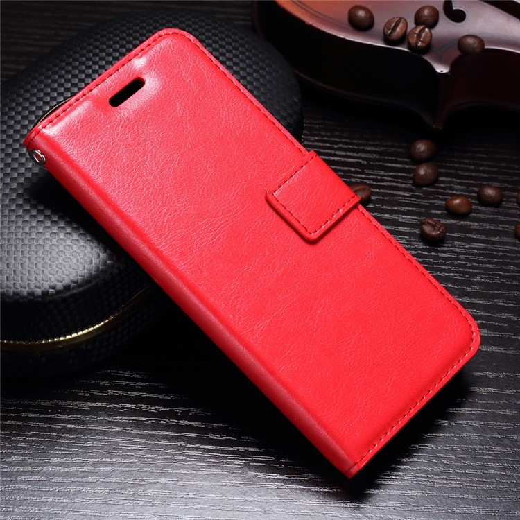 BTRCASE Crazy Horse Texture Leather Wallet Phone Case for Samsung Galaxy S9 G960 - Red-1