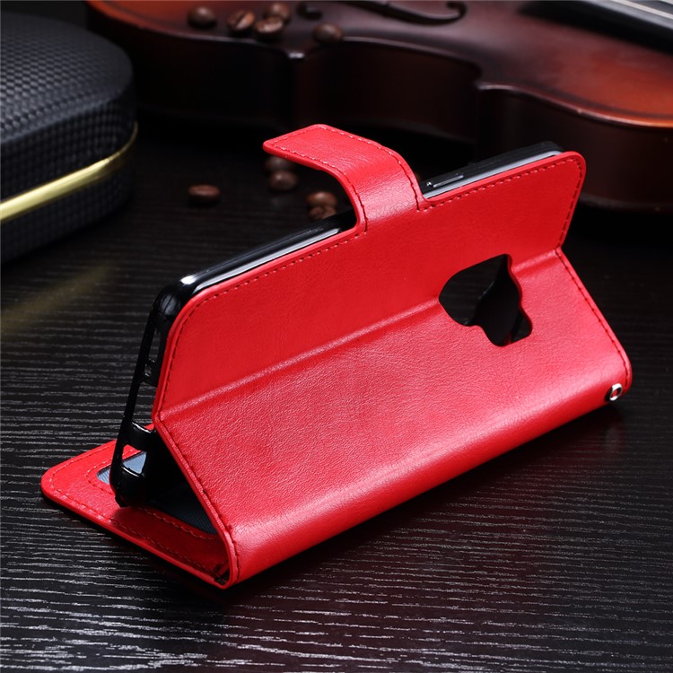 BTRCASE Crazy Horse Texture Leather Wallet Phone Case for Samsung Galaxy S9 G960 - Red-3