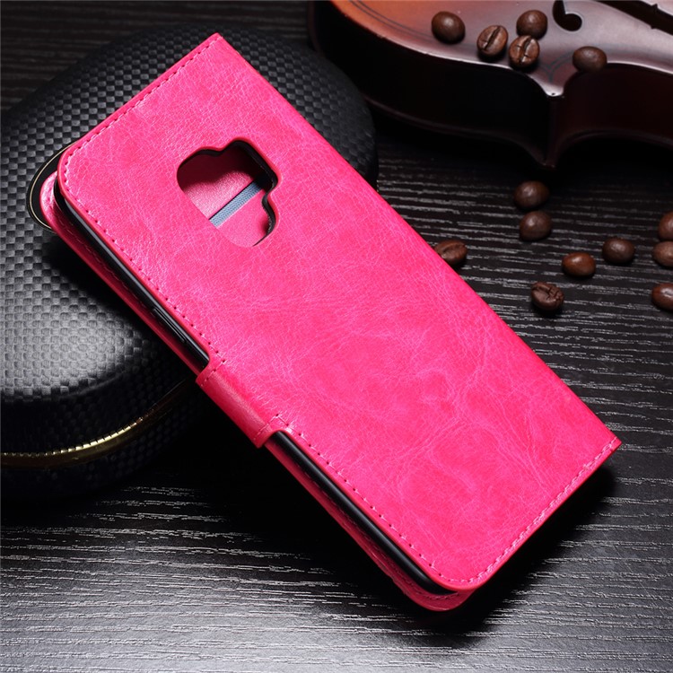 BTRCASE for Samsung Galaxy S9 Crazy Horse Texture Leather Wallet Protective Case - Rose-2