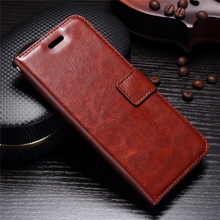 BTRCASE Crazy Horse Texture Leather Wallet Cellphone Cover Case for Samsung Galaxy S9 G960 - Brown-1