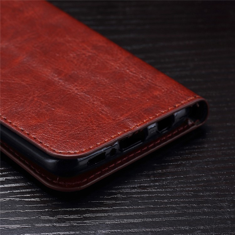 BTRCASE Crazy Horse Texture Leather Wallet Cellphone Cover Case for Samsung Galaxy S9 G960 - Brown-4