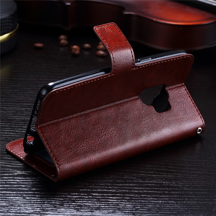 BTRCASE Crazy Horse Texture Leather Wallet Cellphone Cover Case for Samsung Galaxy S9 G960 - Brown-9