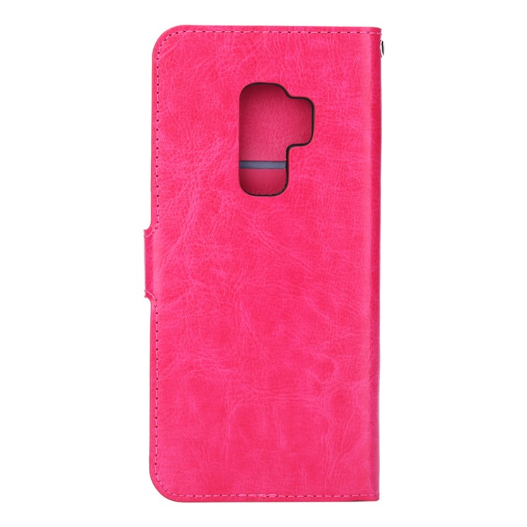 BTRCASE Crazy Horse Grain Leather Wallet Stand Cover for Samsung Galaxy S9+ G965 - Rose-3