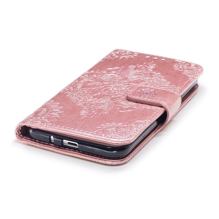 Imprint Flower Pattern Leather Wallet Shell for Samsung Galaxy J3 (2016) - Rose Gold-5
