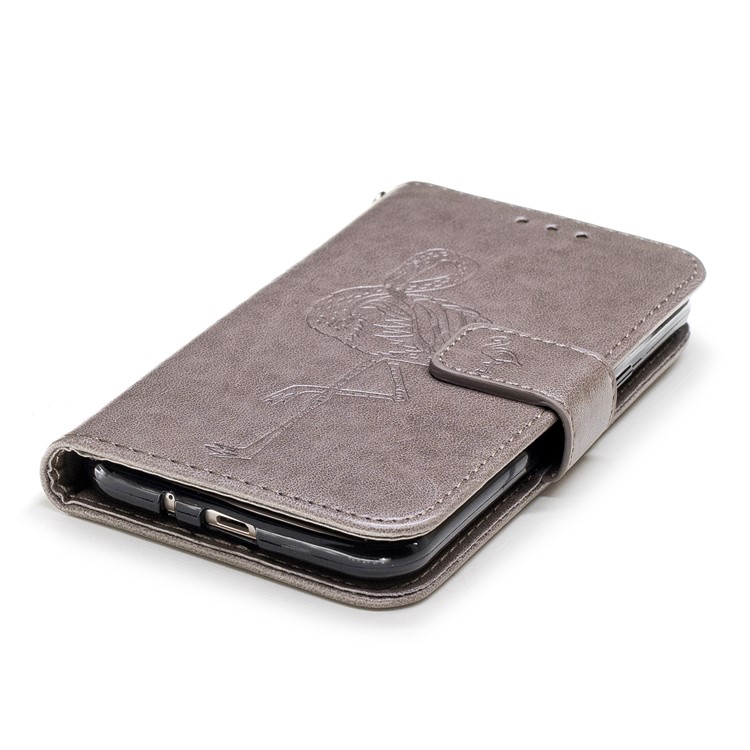 Imprinted Flamingo Pattern Leather Magnetic Phone Casing with Strap for Samsung Galaxy J3 (2016) - Grey-5