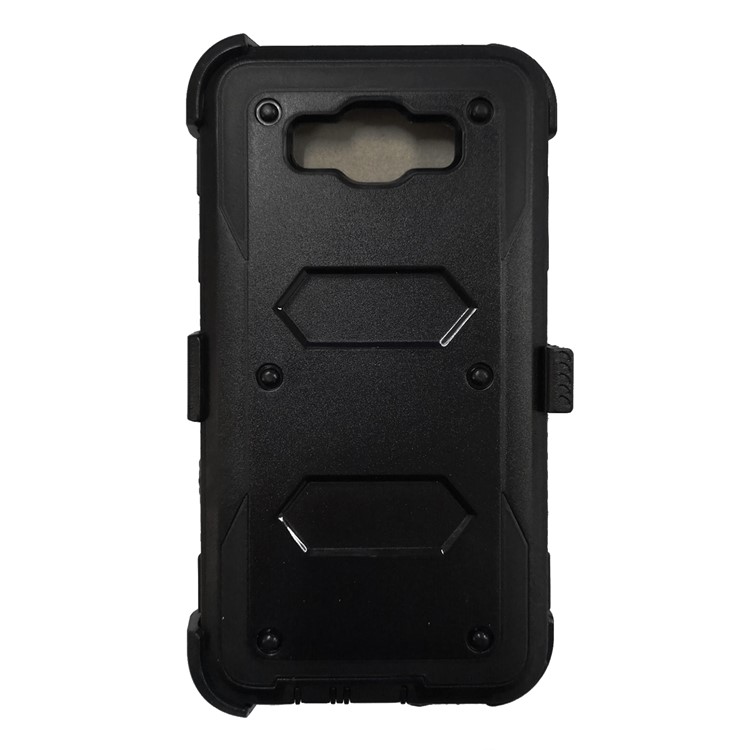 2-in-1 Heavy Duty PC + TPU Belt Clip Kickstand Case for Samsung Galaxy J7 Prime/On7 2016 - Black-1