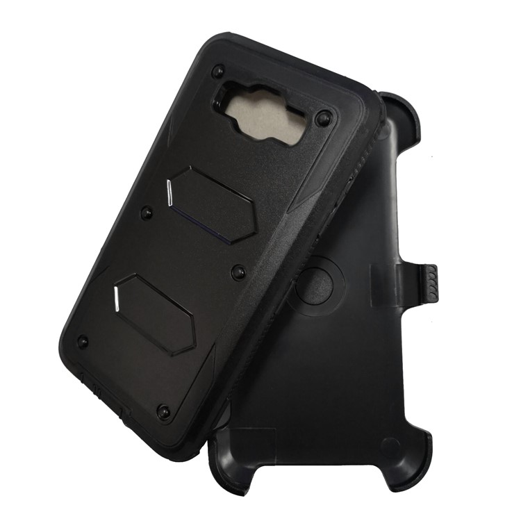 2-in-1 Heavy Duty PC + TPU Belt Clip Kickstand Case for Samsung Galaxy J7 Prime/On7 2016 - Black-2
