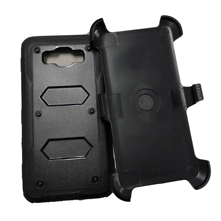 2-in-1 Heavy Duty PC + TPU Belt Clip Kickstand Case for Samsung Galaxy J7 Prime/On7 2016 - Black-3