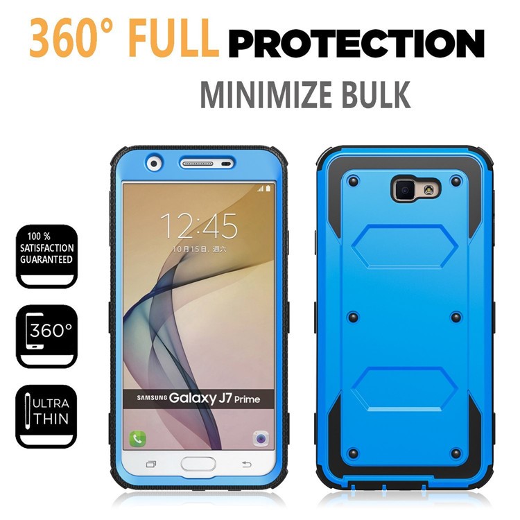 2-in-1 Heavy Duty PC + TPU Belt Clip Kickstand Phone Cover for Samsung Galaxy J7 Prime/On7 2016 - Blue-2