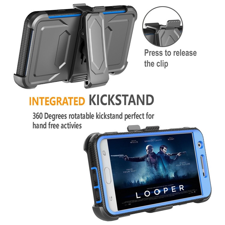 2-in-1 Heavy Duty PC + TPU Belt Clip Kickstand Phone Cover for Samsung Galaxy J7 Prime/On7 2016 - Blue-4